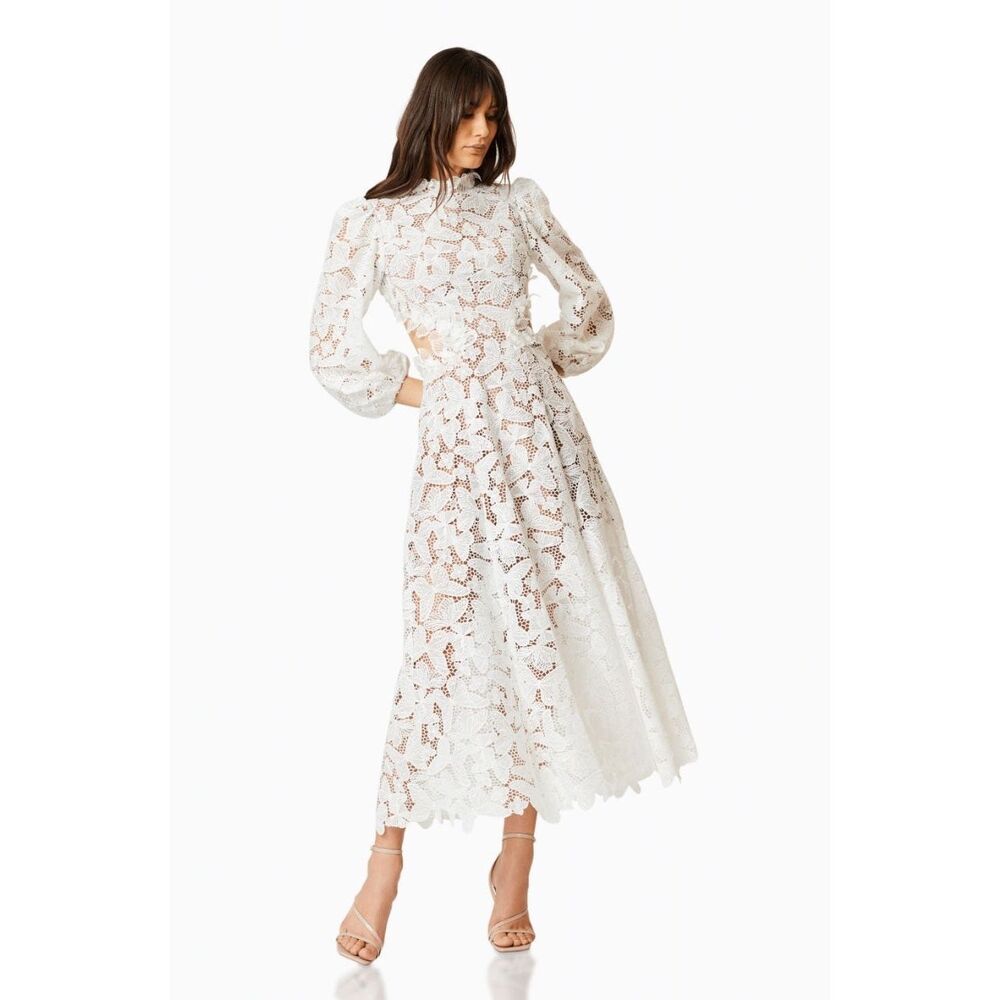 ELLIATT TOULON DRESS Midi Dress White Bridal Bachelorette 👗size S NWT$448